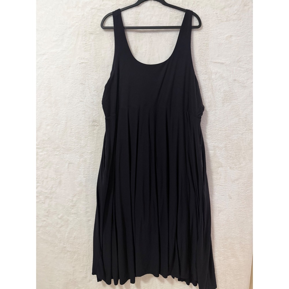 Athleta Santorini Thera Dress Womens 3X Black Sleeveless Pleated Midi 798380
